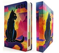 2026 Diary A5 Week to View 408 Pages from Jan 2026 to Dec 2026, Weekly & Monthly Planner, 2026 Planner Academic Diary, Hardcover with Monthly Tabs, Pen Holder, 22 x 16 x 3.3cm (Cat)