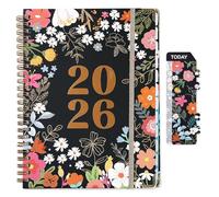 2026 Diary A5 Week to View, Academic Planner from Jan. to Dec. 2026, Spiral Bound Hardcover with Tabs, Inner Pocket, Bookmark,Floral Personal Organizer Diary 2026 for Study Plan, Work Schedule, School