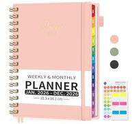 2026 Diary A5 Week to View Appointment Book, Weekly & Monthly Planner - 30-Minute 2026 Jan to Dec with Colorful Monthly Tabs & Inner Pocket, 100 GSM Paper, Boost Productivity - Pink