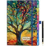 2026 Diary A5 Week to View - Diary 2026 Week to View Vertical (Jan-Dec) with Colour Tabs, Pen, Pocket & Ribbon Markers - Weekly Planner Goldenrod Organiser for Home & Office