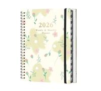 2026 Diary, A5 Week to View, Diary 2026 Weekly & Monthly Planner, December 2025 - December 2026, with Hard Cover, Monthly Tabs, Twin-Wire Binding, Inner Pocket, Elastic Closure (C)