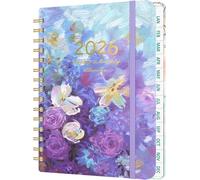 2026 Diary, A5 Week to View Full Year Daily Planner Jan - Dec Spiral Journal Monthly Tabs Diary with Elastic Bond Page a Day Diarys Appointment Book for Work Office School Academic Schedule (Blue)