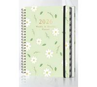 2026 Diary A5 Week to View | Monthly & Weekly Planner with Tabs, Pocket & Notes | UK Holidays | Spiral Bound with Elastic | Personal Organiser Jan-Dec 2026 (GreenDaisy)