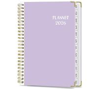2026 Diary A5 Week to View | Monthly & Weekly Planner with Tabs, Pocket & Notes | UK Holidays | Spiral Bound with Elastic | Personal Organiser Jan-Dec 2026 (Lavendar)