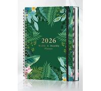 2026 Diary A5 Week to View | Monthly & Weekly Planner with Tabs, Pocket & Notes | UK Holidays | Spiral Bound with Elastic | Personal Organiser Jan-Dec 2026 (ForestGreen)