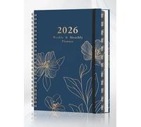 2026 Diary A5 Week to View | Monthly & Weekly Planner with Tabs, Pocket & Notes | UK Holidays | Spiral Bound with Elastic | Personal Organiser Jan-Dec 2026 (MidnightBlue)