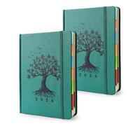 2026 Diary A5 Week to View, Page a Day Diary 2026 Monthly & Weekly Planner, 2 Pack Spiral Bound Notebook with Tabs Pocket, To Do List for Work Schedule & Daily Life