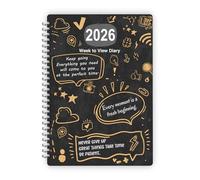 2026 Diary A5 Wiro Weekly Planner Runs Jan 2026 - Dec 2026 with Monthly Overview Pages Perfect for The Home, Office or Bag