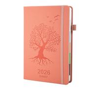 2026 Diary, Diary 2026 A5 Page A Day,Productivity Daily Planner from Jan 2026 to Dec 2026 With Monthly Tabs, 3 Bookmark and Colorful Side Panels, 5.9" x 8.5"(Pink)