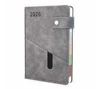 2026 Diary, Diary 2026 A5 Page A Day,Productivity Daily Planner from Jan 2026 to Dec 2026 With Monthly Tabs, 3 Bookmark and Colorful Side Panels (8.5x5.9 inch)-Grey