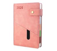 2026 Diary, Diary 2026 A5 Page A Day,Productivity Daily Planner from Jan 2026 to Dec 2026 With Monthly Tabs, 3 Bookmark and Colorful Side Panels (8.5x5.9 inch)-Pink