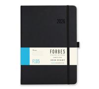 2026 Diary - Forbes Collection from Tangible Stationery Co. Ltd - A5 Size - Week to View with Appointments - Ribbon Marker - Elastic Closure - Document Storage Pocket - Black