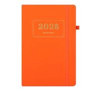 2026 Diary Page a Day, A5 Diary from January to December, Daily & Monthly Planner with Colorful Monthly Tabs, Waterpoof Cover, Elastic Pen Holder, Bookmarks, Pen Loop & Inner Pocket (Orange)