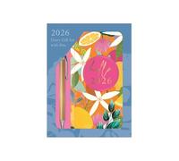 2026 Diary & Pen Gift Set Bright Tropical - Slim Week to View Diary & Gold Ballpoint Pen Gift Box - Botanical Weekly Planner Travel Wallet Size