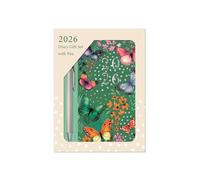 2026 Diary & Pen Gift Set Pink Butterfly - Slim Week to View Diary & Gold Ballpoint Pen Gift Box - Nature Inspired Weekly Planner Travel Wallet Size