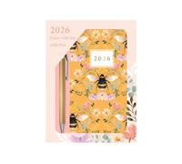 2026 Diary & Pen Gift Set Yellow Bee - Slim Week to View Diary & Gold Ballpoint Pen Gift Box - Nature Lovers Weekly Planner Travel Wallet Size