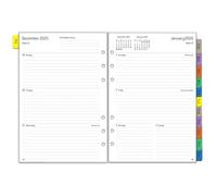 2026 Diary Refill A5 Size 6 Holes, Annual Weekly & Monthly Planner Inserts, 1 Week on 2 Pagas Organizer with Tabs, Password, Notes, Contact, UK Holidays, 100 GSM Thick Paper, Jan.26-Dec.26