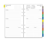 2026 Diary Refill Personal Size, 1 Week on 2 Pages, Tabs, Extra Password Notes Contact, Annual Monthly & Weekly Planner Inserts, 6 Hole, January-December, 100 GSM Thick Paper, 9.5x17.1cm
