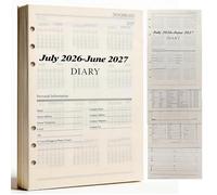 2026 Diary Refill Personal Size, A5 Diary 2026 Refill Day per Page 6 Hole, Compatible with Filofax Personal Organiser, July 2026- June 2027