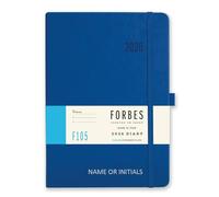 2026 Diary Week to View - Forbes Collection from Tangible Stationery Co. Ltd - Appointments - Ribbon - Elastic Closure - Storage Pocket - Personalised Version - Blue