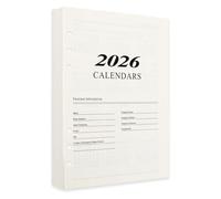 2026 Diary Week View A5 Refill, 365 Days Notebook Refill, A5 Planner Inserts,1 Week on 2 Pages, with Monthly View, 6 Hole Weekly Planner Inserts