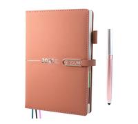 2026 Diary With Pen, 12 Month Diary 2026 A5 Page A Day from Jan 2026 to Dec 2026, Daily Planner With Monthly Tabs and Colorful Side Panels, Pen Loop,Inner Pocket,6.7" × 8.5"(Pink)
