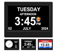 2026 Digital Clock Plug-in (No Battery), Power Outage Memory, DST Display Time, Date, Month, and Year Large-Font Clock for the Elderly, 7in Black