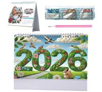 2026 DIY Diamond Art Desk Calendar Creative Design Thick Paper Calendar with To Do List Ornaments Diamond Art Painting Monthly Flip Tabletop Calendar for Home Office Planning