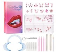 2026 DIY Drill Tool Kit with Colored Teeth Decorations and Multiple Design Inlay Attachments (B, 7.5X5X1.2cm)