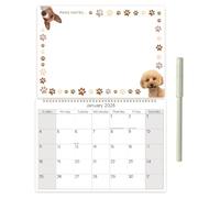 2026 Dog Family Memo Calendar with Dry Wipe Board & Pen | Puppy-Themed Month to View Wall Planner | Hanging Year Calendar January-December with UK Holidays | Wiro Bound Flip Design for Home & Office