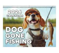2026 Dog Fishing Calendar, Jan. 2026 - Dec. 2026 12 Months Cute Dogs Fishing Calendar With 12 cute and interesting pictures Perfect as Gifts for Friends, Family