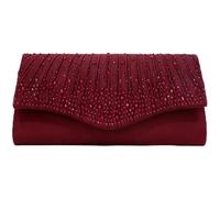 2026 Dressy Evening Bag Rhinestone Purse Envelope Clutch(Burgundy)