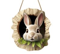 2026 Easter Bunny Door Sign Rabbit Hole Decoration Rustic Wooden Sign Festive Easter Decoration for Front Door Party Entrance 30 x 30 cm (A, One Size)