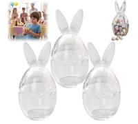 2026 Easter Bunny Ears Glass Storage Jars,Easter Glass Jar with Lid,Mini Egg Jar,Glasses Egg Cup Clear Container,Candy Jars for Easters Party Tea Cookie Table Chocolate Candy,Treats Decor
