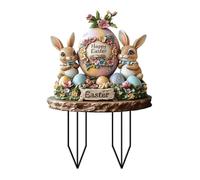 2026 Easter Bunny Garden Stake with Easter Egg for Festive Spring Decoration Outdoor (Light Purple, 20 x 30 cm)