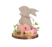 2026 Easter Bunny Table Decoration Wooden - Rabbit with Egg Base Bow as the Centre for the Mantle (B, 15 cm)