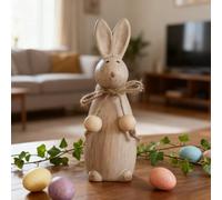 2026 Easter Bunny Wooden Figurine, Wooden Rabbit Figurine Bunny Decor, Cute Sculpture Rabbit Standing Statue,Wood Craft Figurine Statue Art for Home Office Table Decoration
