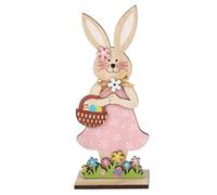 2026 Easter Bunny Wooden Tray for Parties Dining Groups in Country House Style (B, One Size)