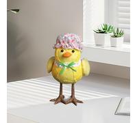 2026 Easter Couple LED Light Up Yellow Hat Figures Cute Home Indoor Table Top Decorations for Holiday (B, 32 cm)