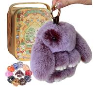 2026 Easter Cute Bunny Plush Keychain - Iron Box Gift Option, Fluffy Bunny Keychain Keyring, Kawaii Soft Bunnies in A Tin, Rabbit Pendant Charm for Handbag,Backpack,Christmas Birthday Easter Gifts