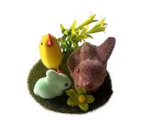 2026 Easter Decoration Easter Foam Flocking Bunny Chicken Set Home Garden Outdoor Shooting Props Scene Decoration Ornaments (Coffee, 14 x 12 cm)