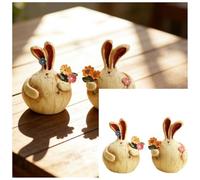 2026 Easter Decoration Garlic Rabbit Resin Table Decoration Wedding Figure (A, 9.5 x 9.5 x 14.5 cm)