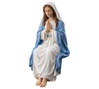 2026 Easter Decoration Mary Figurine, Hand-Painted, Resin Sitting Statue, Inspirational Religious Gift (White, 13 x 6 x 5.5 cm)