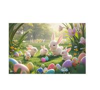 2026 Easter Decoration Soft Velvet Rug with Easter Bunny Pattern, Festive Atmosphere, Sweet Decoration, One for a Warm, 40 x 60 cm, A5 (C, 40 x 60 cm)
