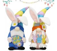 2026 Easter Decoration The Easter Bunny Holding Carrots Colourful Dwarf Figures in Your Hands forms such an adorable whimsical picture that is perfect for Easter celebrations. (A, 4.30 x 3.30 x 13 cm)