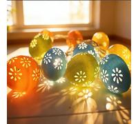 2026 Easter Fairy Lights - Easter Themed Hanging Eggs String Fairy Lights with 1.5m 10 LED Easter Eggs Decoration, Colorful Easter Egg Lights for Spring Indoor and Outdoor Party Decoration (10pcs)