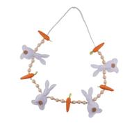 2026 Easter Rabbit Carrot Garlands, Wooden Beads Easter Banner Rustic Fireplace Garland, Artificial Rabbit Carrot Front Door Wreath Hanging Ornaments for Home Party Decor (Orange-100CM)