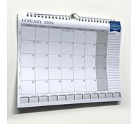 2026 Easy Glance Calendar Month to View Full Year Planner, Home Office Family Calendar, Desktop Wall Monthly Planner with Notes, Spiral Wall Calendar for 2026