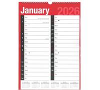 2026 Easy View A3 Wall Calendar Month to View - Extra Wide 2 Column Family Organiser Calendar with UK Dates - Spiral Bound Wall Planner with Hook - Recyclable - 42x29cm - Ideal for Home Office & Work