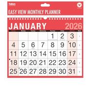 2026 Easy View Monthly Planner, A4 Wall Calendar with Large Font, Month-at-a-Glance, Spiral Bound